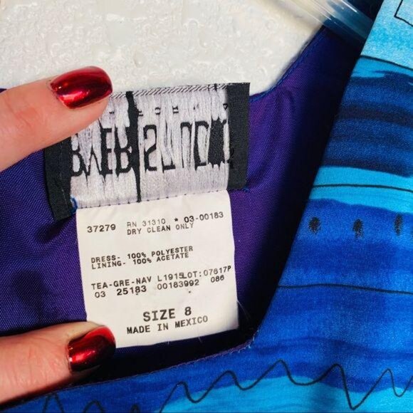 90s Vintage Multicolor Striped Short-Sleeve Dress - Picture 10 of 10